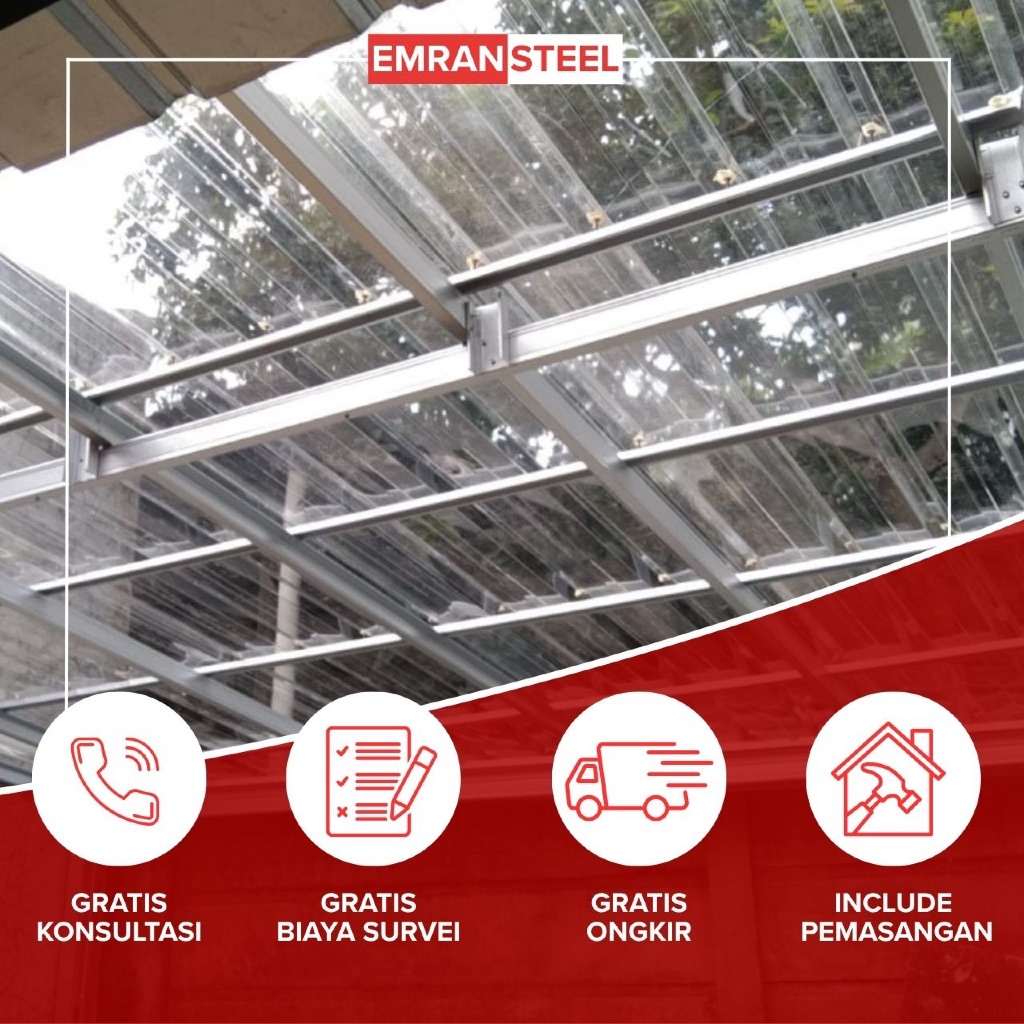 KANOPI BAJA RINGAN ATAP SPANDEK TRANSPARAN