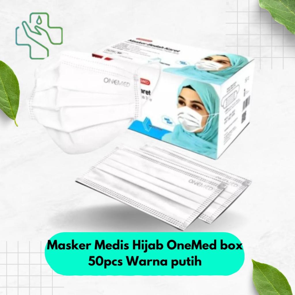 Masker Medis Hijab OneMed box 50pcs Warna putih
