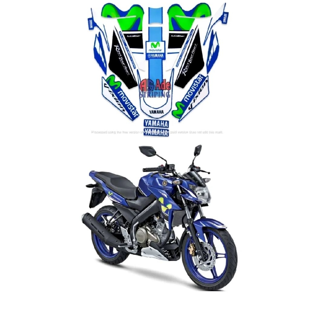 STIKER STRIPING LIS BODY MOTOR YAMAHA VIXION ADVANCE 2016 MOVISTAR BIRU STANDAR FULL SET