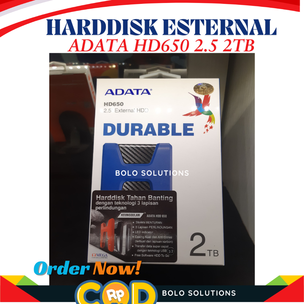 ADATA HD650 1TB 2TB - Hardisk Eksternal HD-650 USB 3.1