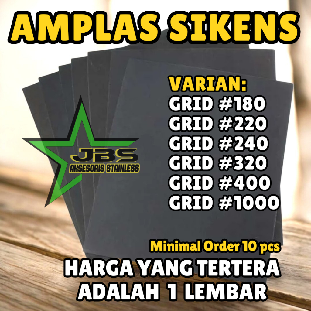 AMPLAS SIKENS GRIT 180 220 240 320 400 1000 AMPLAS STAINLESS, BESI, DUCO, CAT, KAYU KUALITAS BAGUS -
