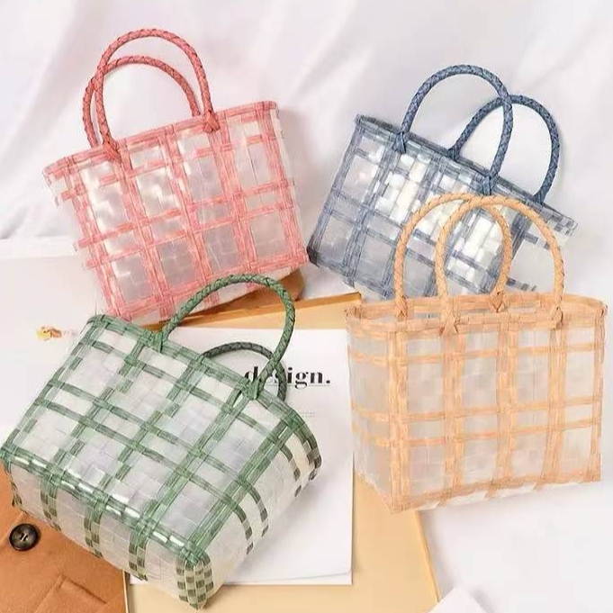 Tas Keranjang Anyaman Plastik Premium Hampers Goodie Bag Natal Lebaran Imlek Keranjang Purun Tas Sou