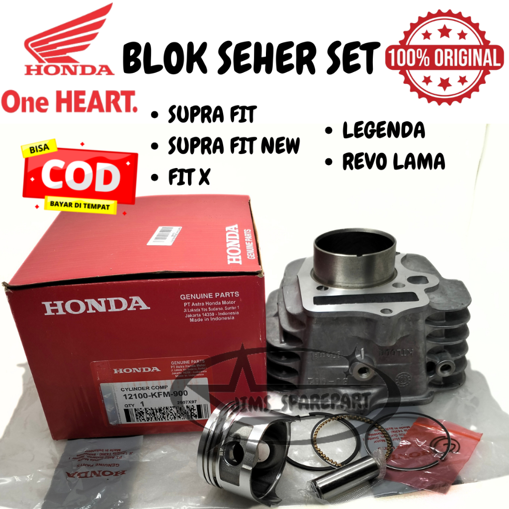 BLOK SEHER SET HONDA KFM SUPRA FIT NEW FIT X LEGENDA REVO LAMA STATER KASAR KUALITAS ASLI AHM CYLIND