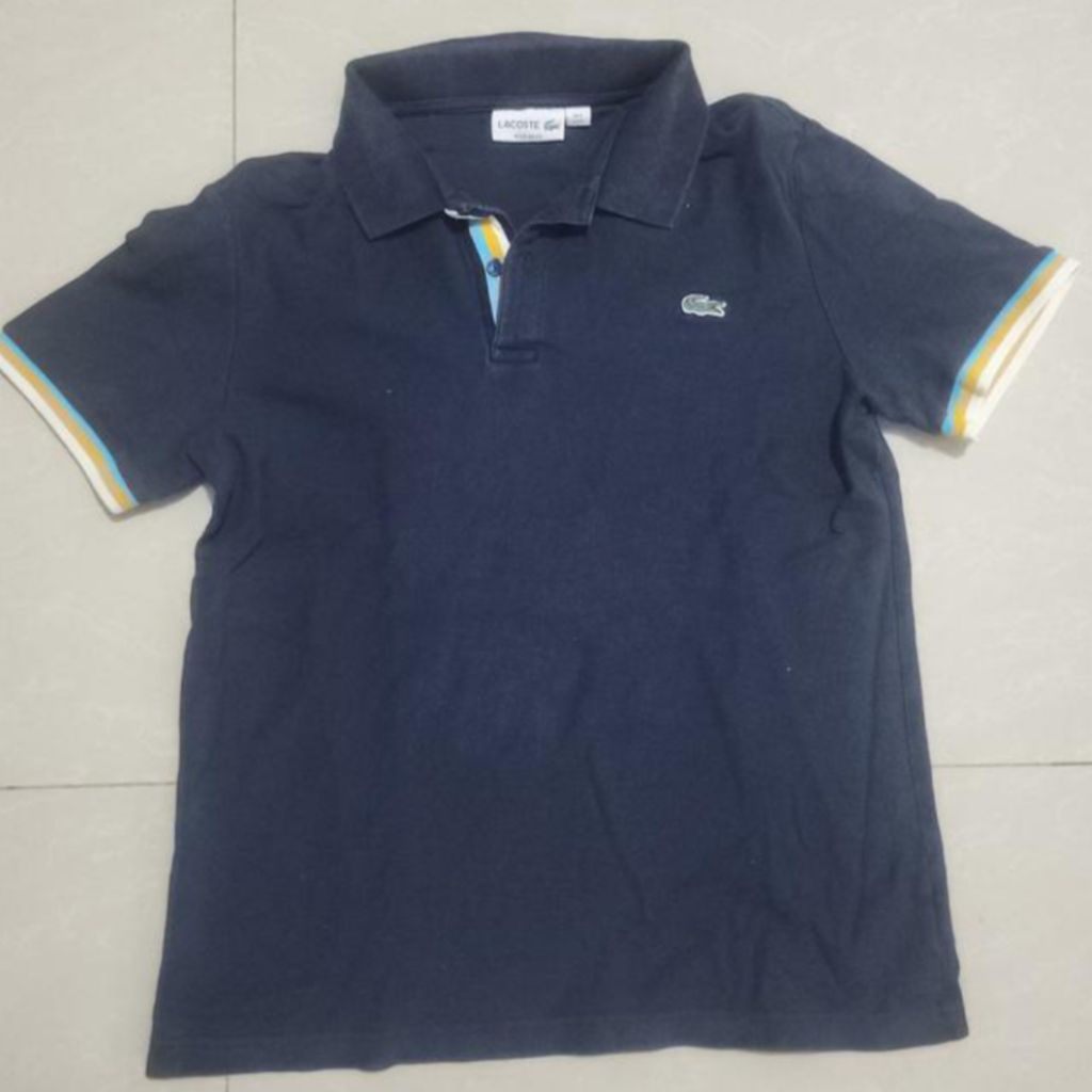 polo crocodile hitam pola preloved second motif Lacoste