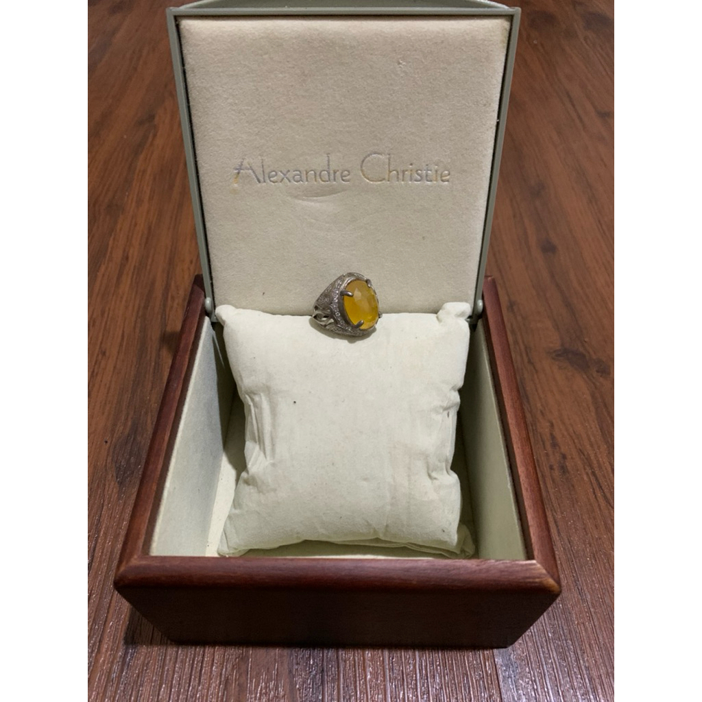 Batu yellow sapphire/yakut rare perak ring 16,5