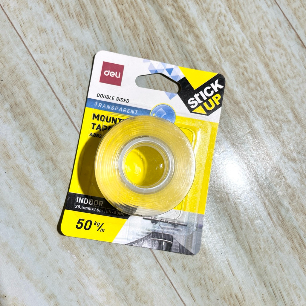 

DELI DOUBLE SIDE TAPE MOUNTING TAPE, dua sisi transparan (1 roll / kartu) A35201