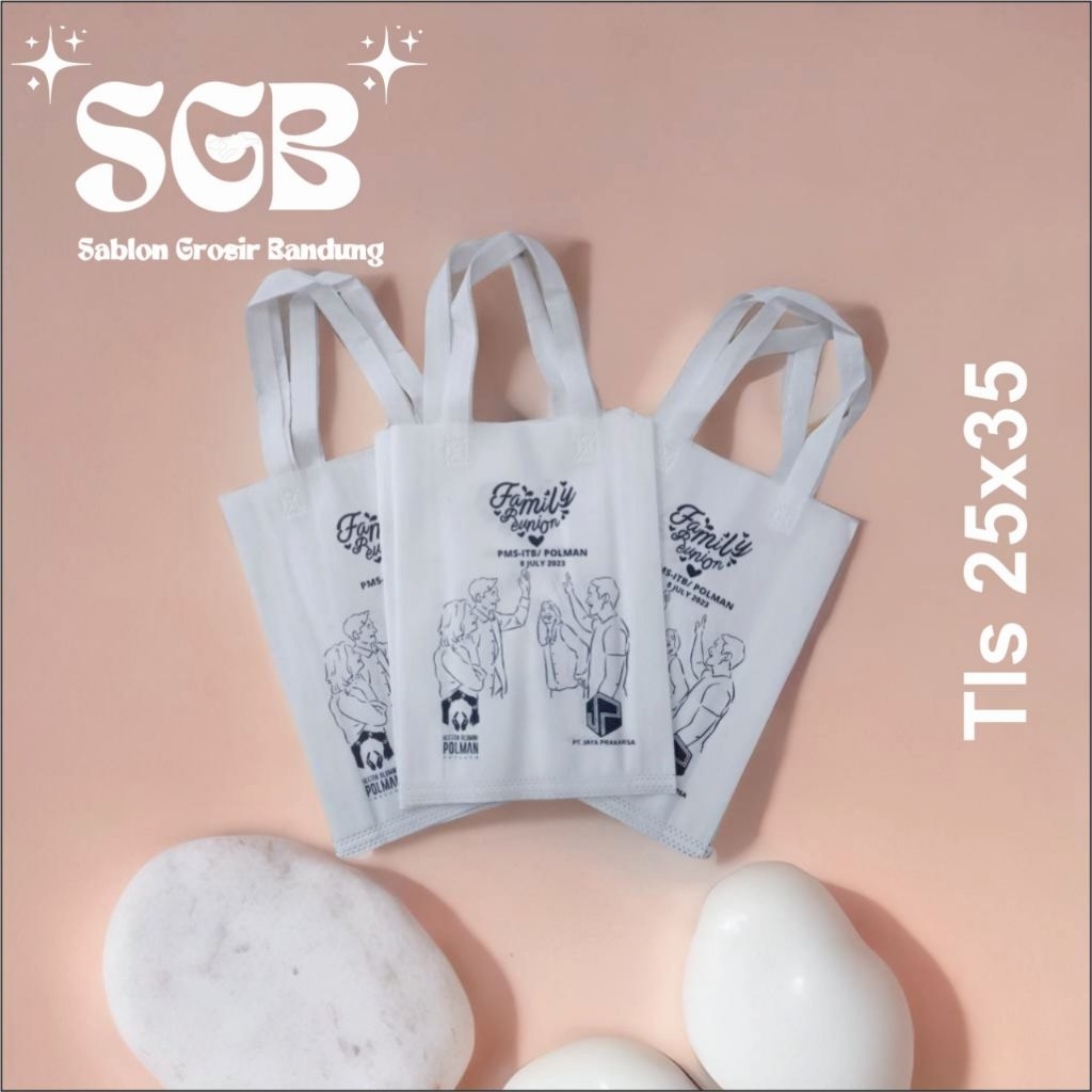 

Goodie Bag Sablon Custom / Tas Spunbound Sablon 25x35x8