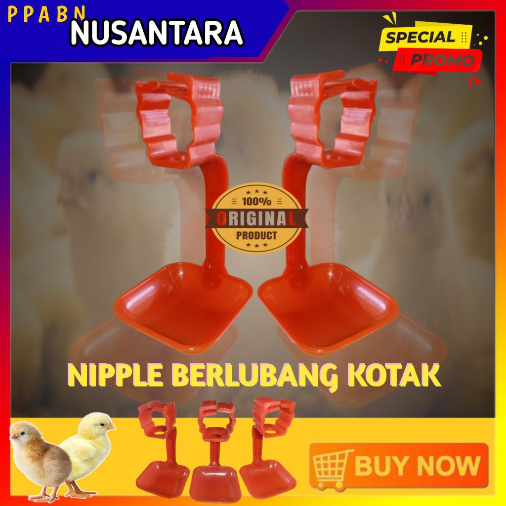 niple ayam berlubang kotak, niple berlubang kotak / nipple berlubang kotak/ nipel berlubang kotak/ n