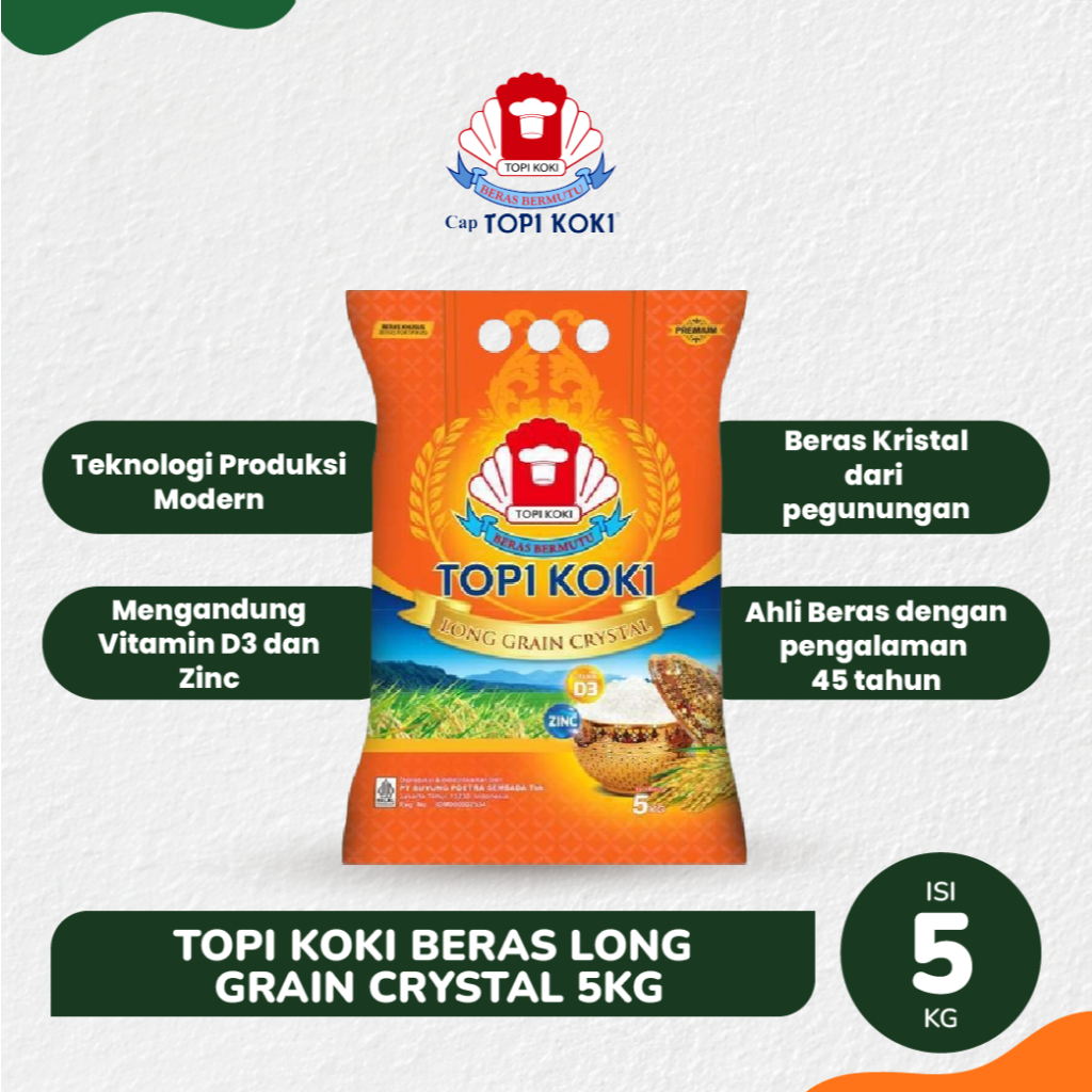 

TOPI KOKI BERAS LONG GRAIN CRYSTAL 5KG