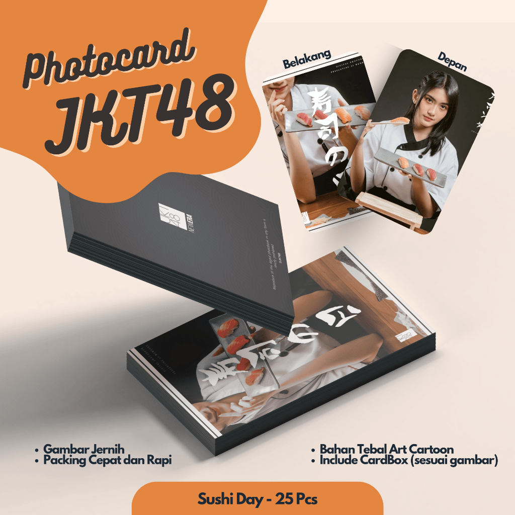 Photocard JKT48 Sushi Day - 25 Pcs PC JKT48 Bahan Tebal Bisa Custom