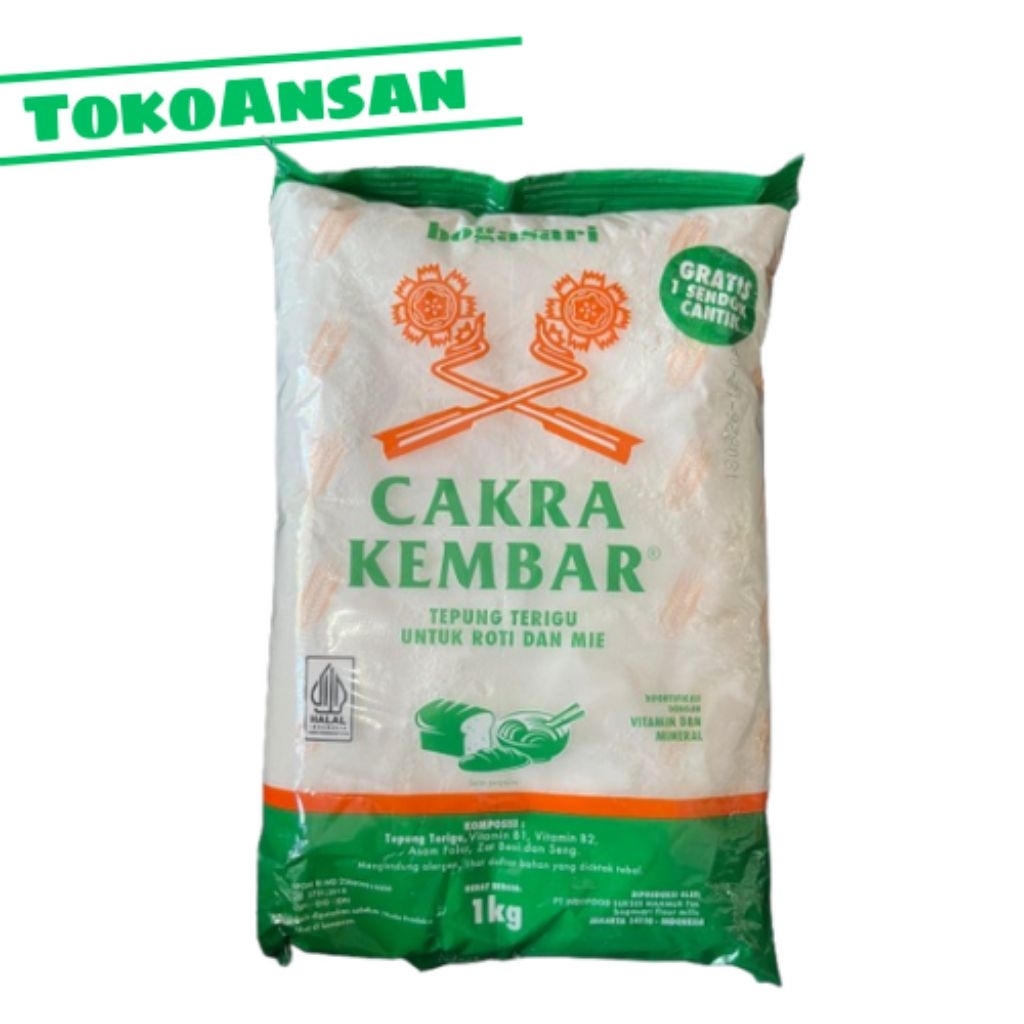 

[TokoAnsan] Tepung Terigu Cakra Kembar Tinggi Protein 1Kg