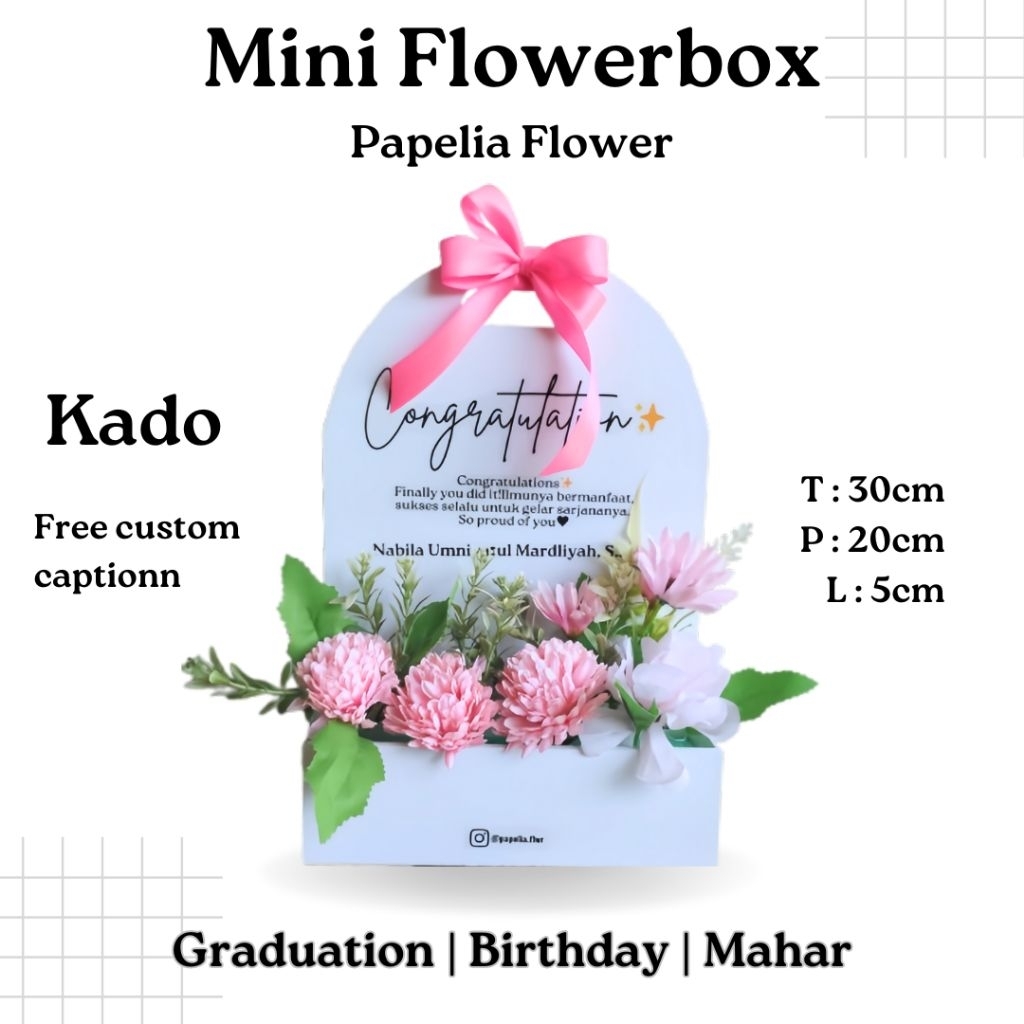 

Mini flowerbox bahan PVC polos putih Gift Graduation, Birthday, Anniversary