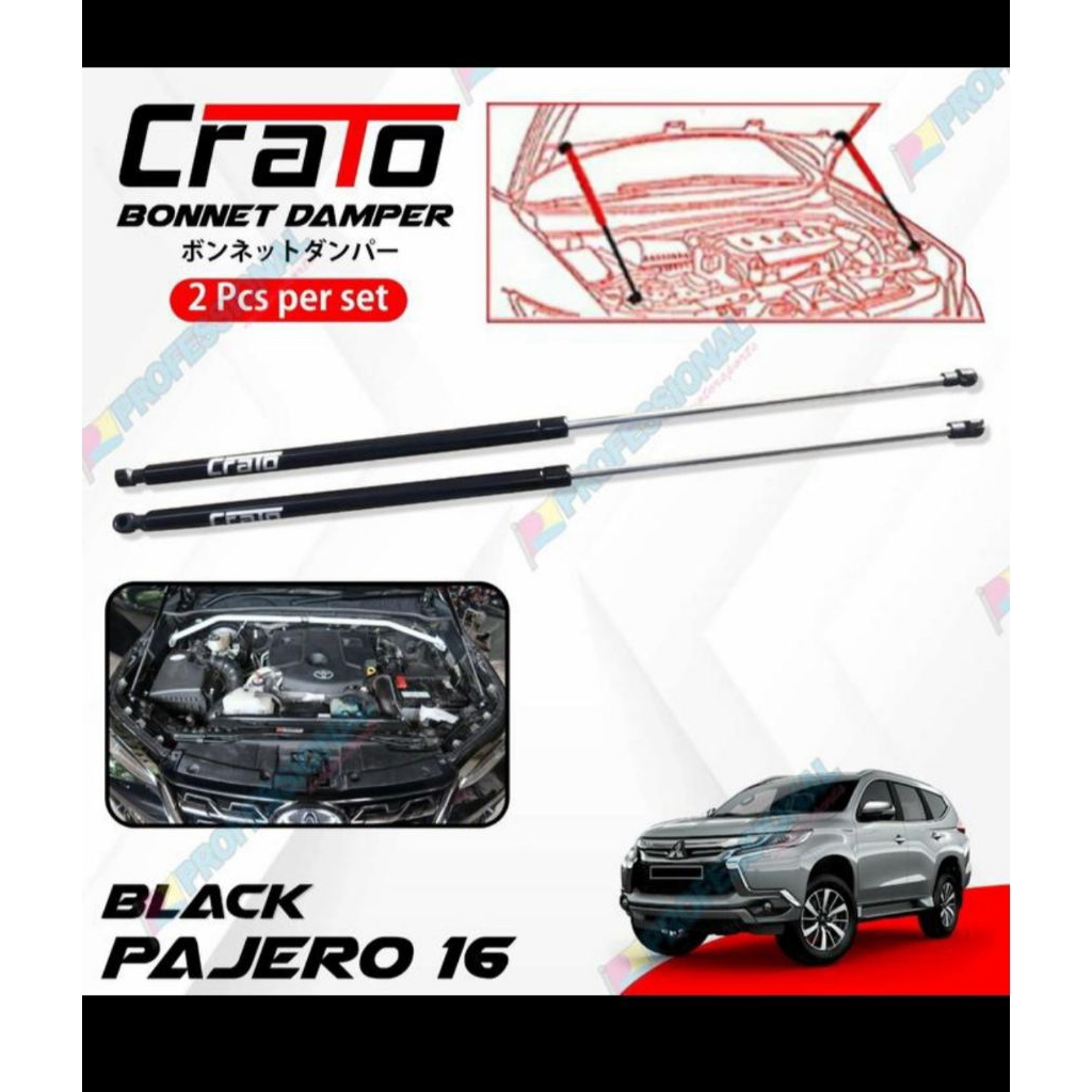 AKSESORIS SHOCK KAP MESIN HOOD CRATO PAJERO SPORT 2016+