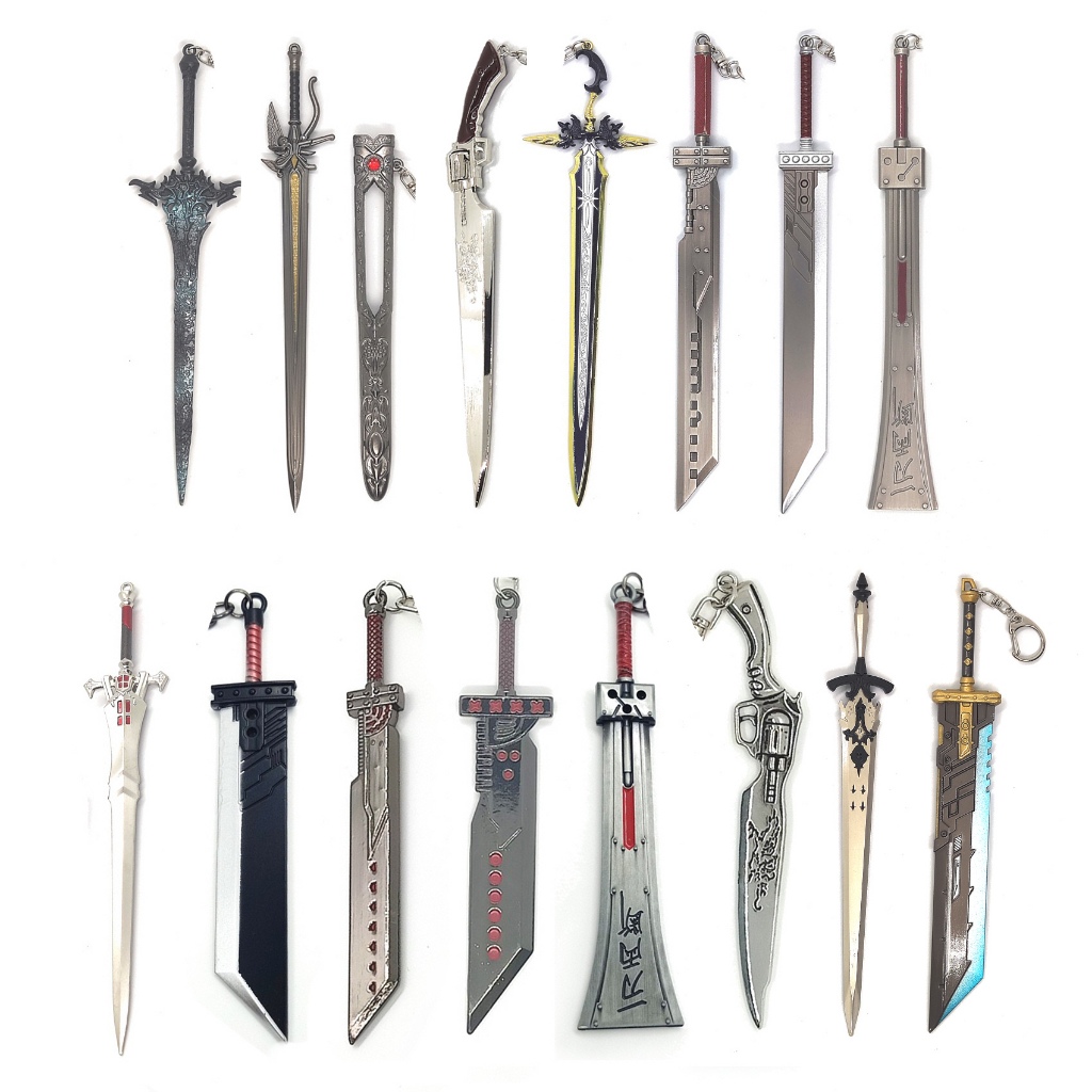 gantungan kunci pedang 22 cm final fantasy 7 8 15 16 remake cloud buster sword gunblade squall