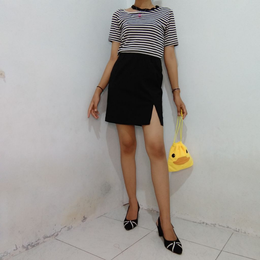 Rok Span Mini Skirt Hitam Rok Pendek Belah Samping