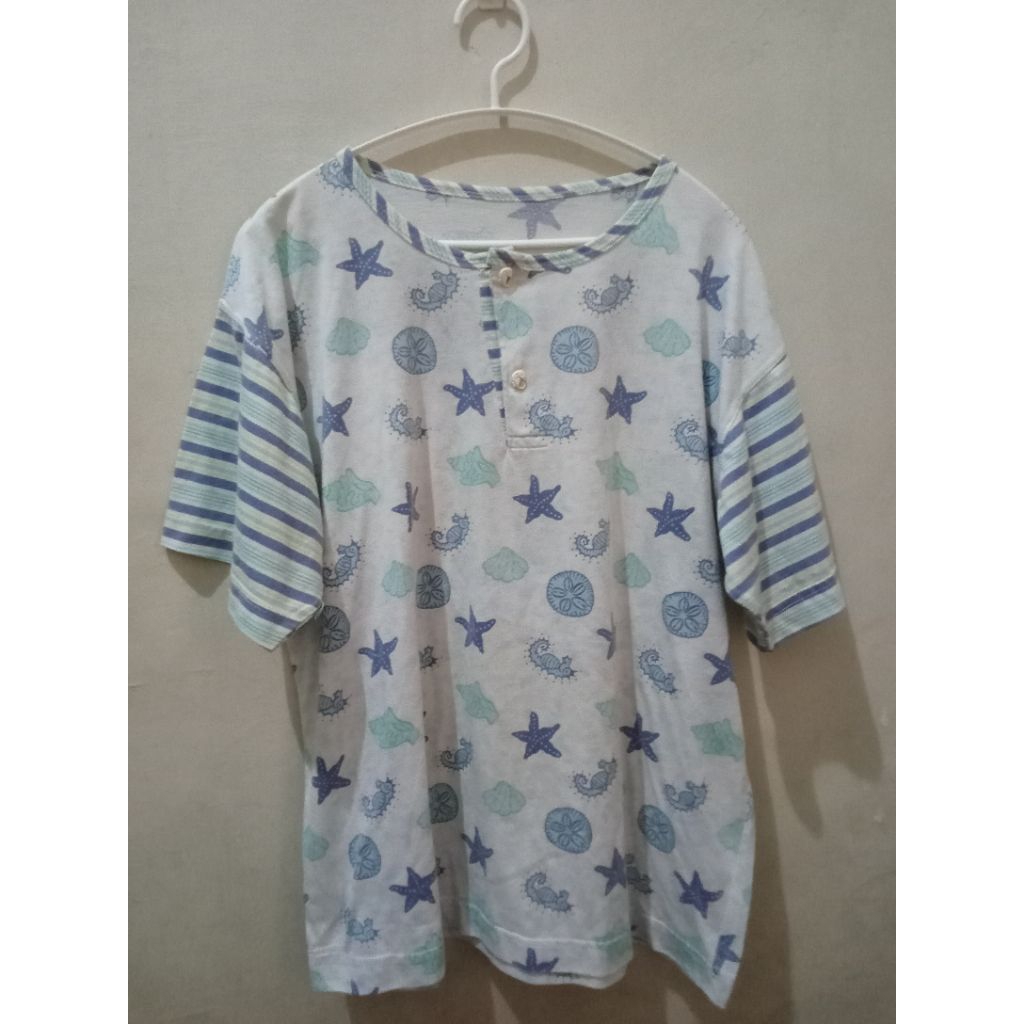 BAJU TIDUR BABYDOLL MOTIF KUDA LAUT