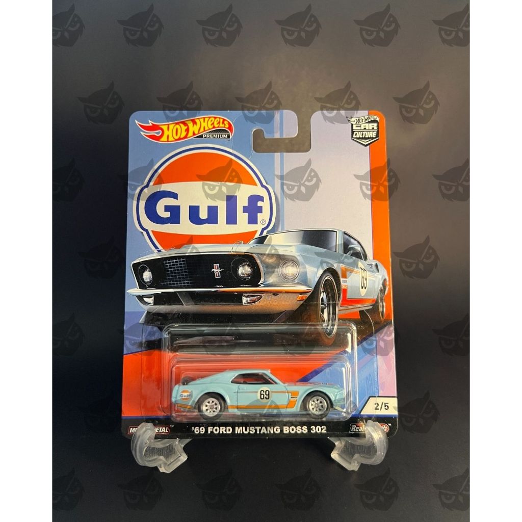 Hot Wheels Premium Gulf 69 Ford Mustang Boss 302 Biru – Roda Karet Metal Body