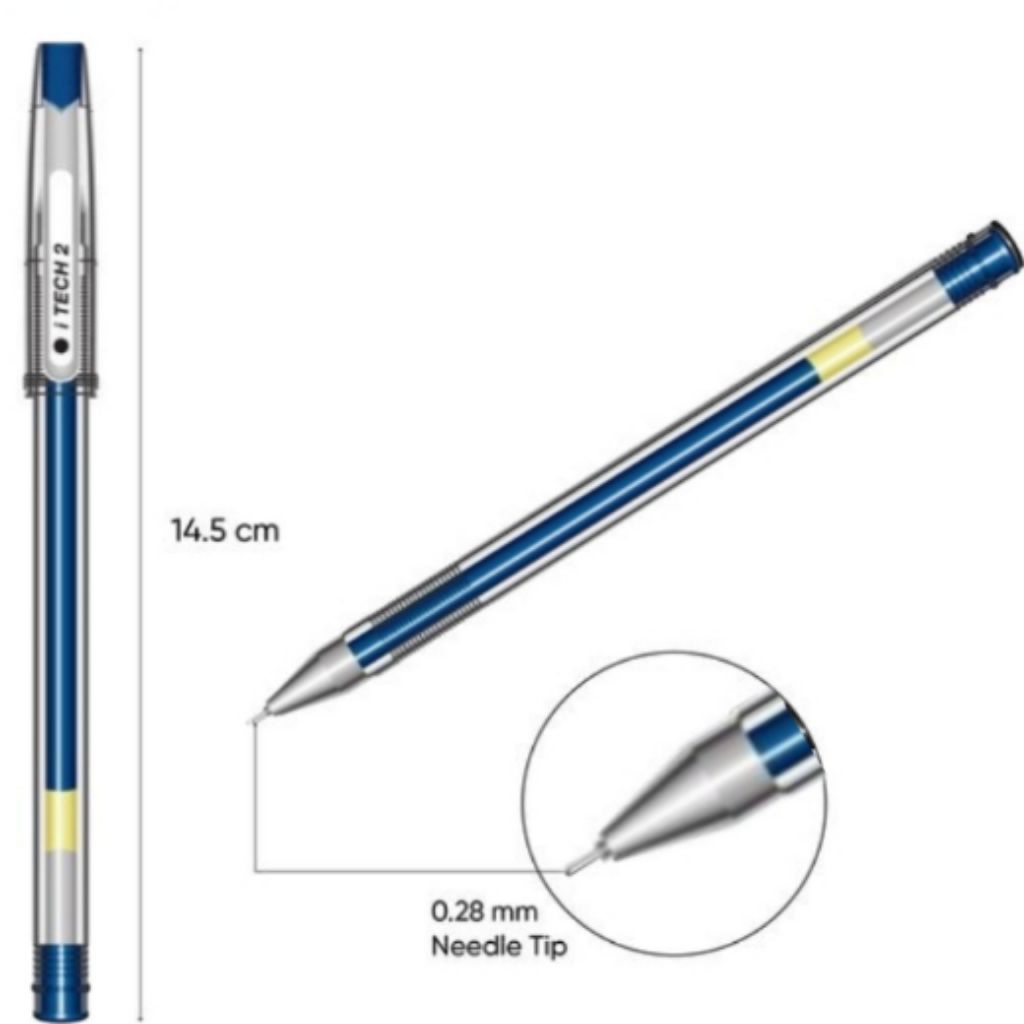 

Pulpen Gel Blue Color isi 12 Pcs Itech 2 0.28mm 1 Pack Warna Biru