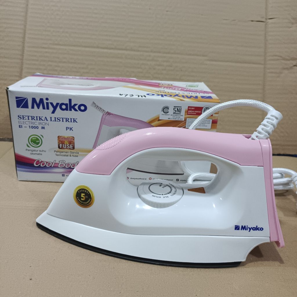 Miyako Setrika Listrik Gosokan Baju Setrika Kering Miyako  EI-1000