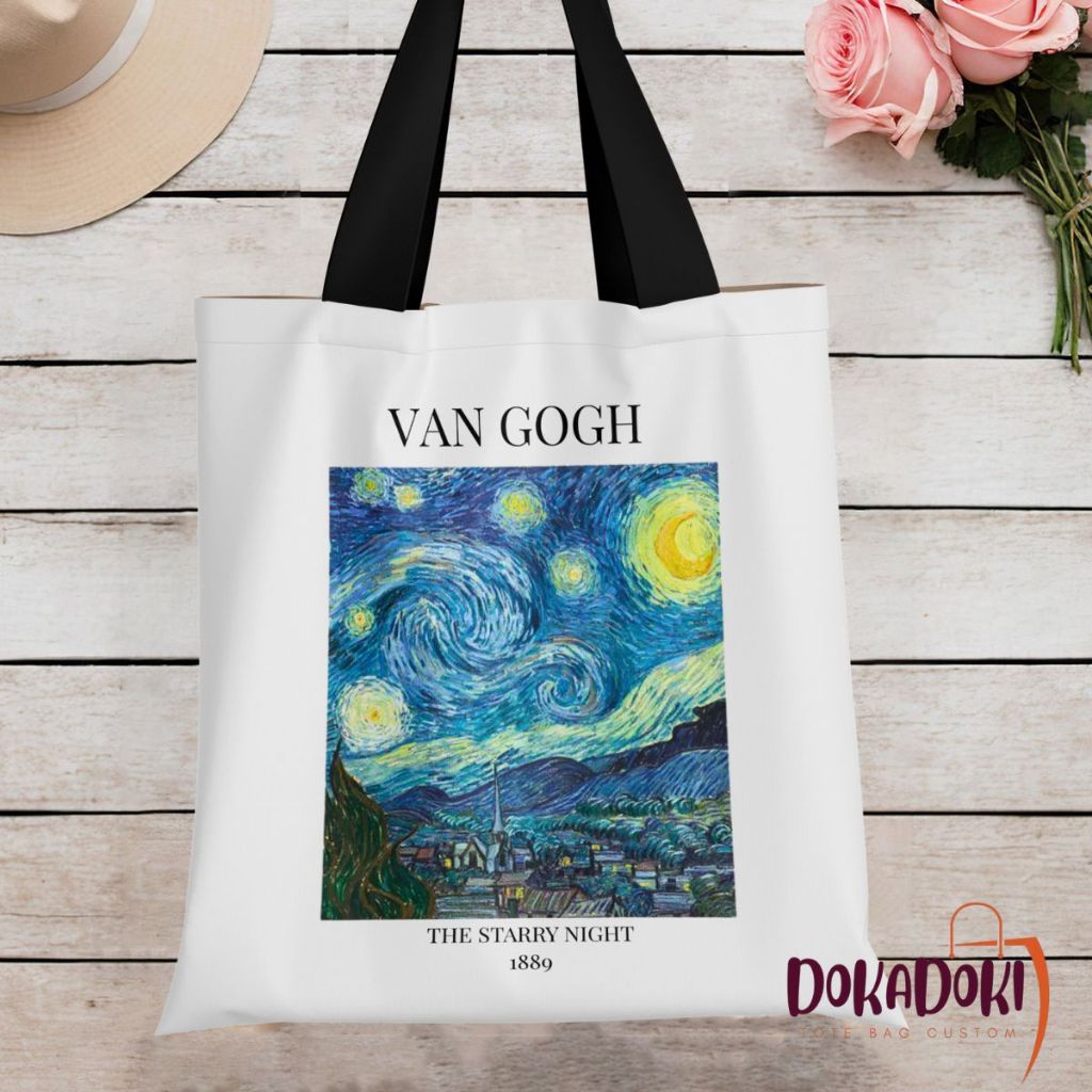 Tote Bag Van Gogh ToteBag Kanvas Tas Bahu Kanvas Premium Custom merchandise vincent van gogh gift bo