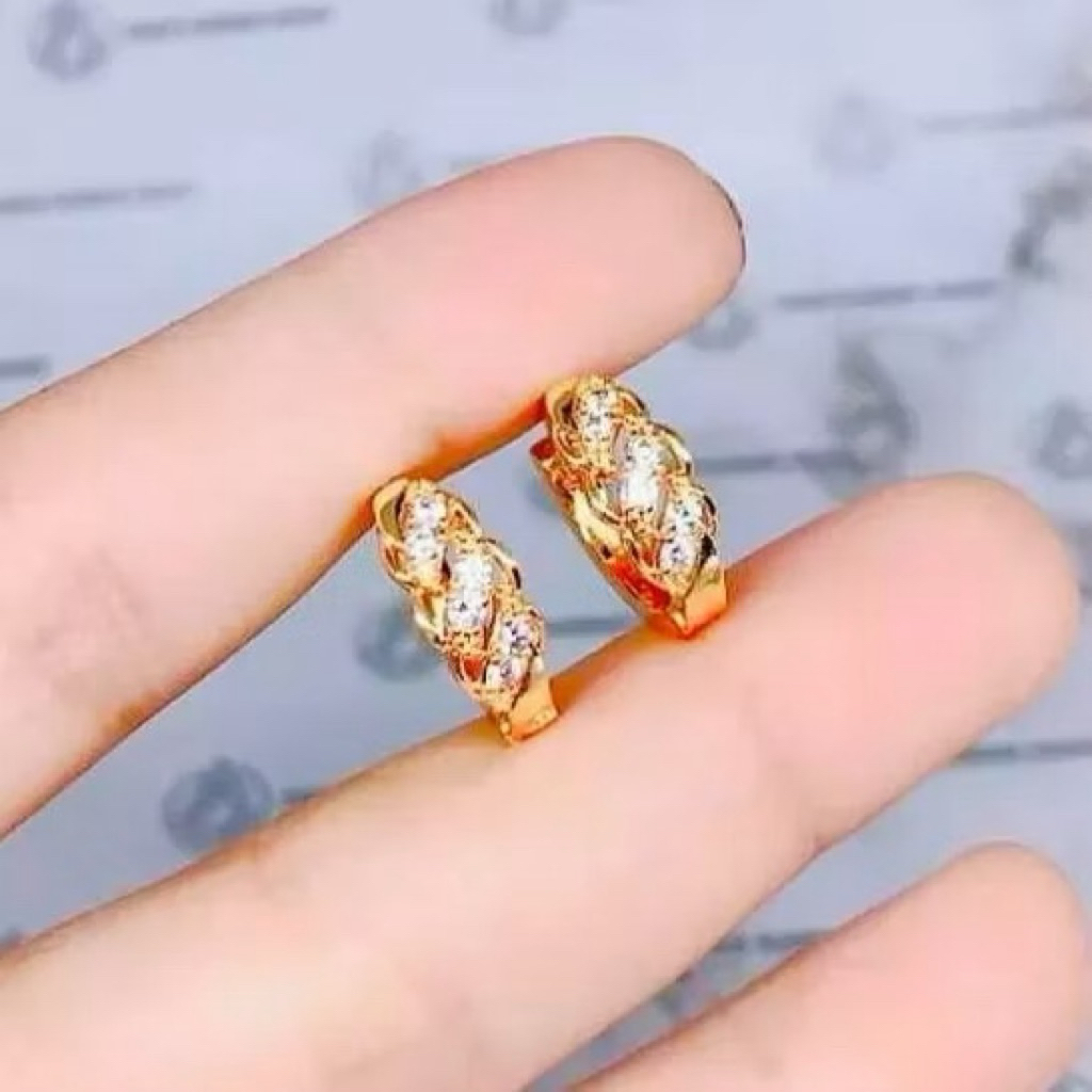 anting clip perhiasan titanium gold anting clip motif melintir anti karat