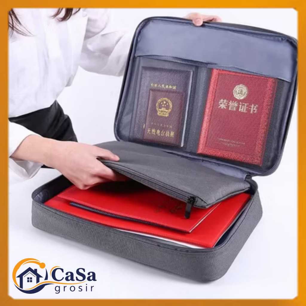 Tas Penyimpanan Dokumen File Sertifikat Surat Penting / Tas Dokumen 3 Layer / Storage Bag Travel