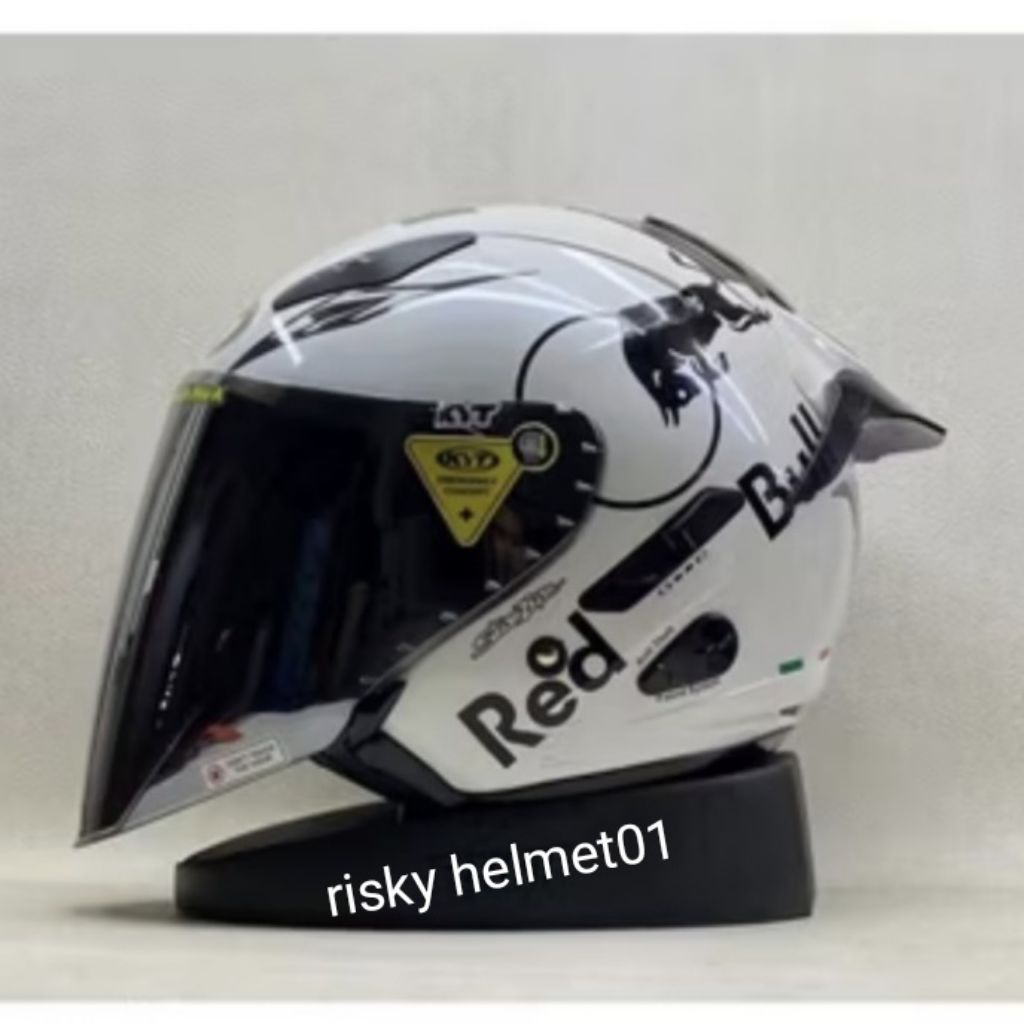 helm half face KYT galaxy paket ganteng red bull