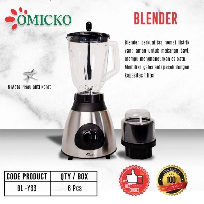 Blender Omicko BL-Y66 – Anti Pecah, 6 Mata Pisau | Blender Juice Serbaguna