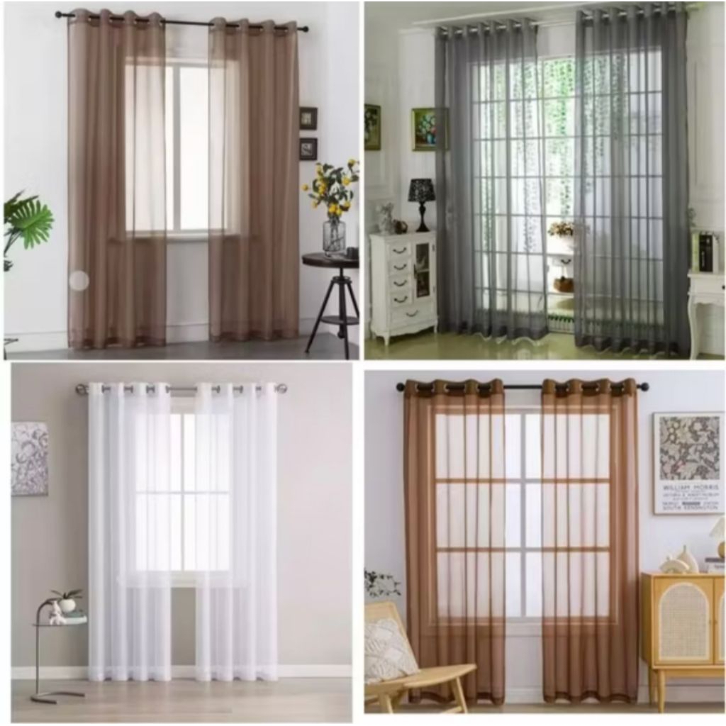 gorden vitrase jendela pintu gorden import warna coklat model smokring / gorden vitrase jendela pint