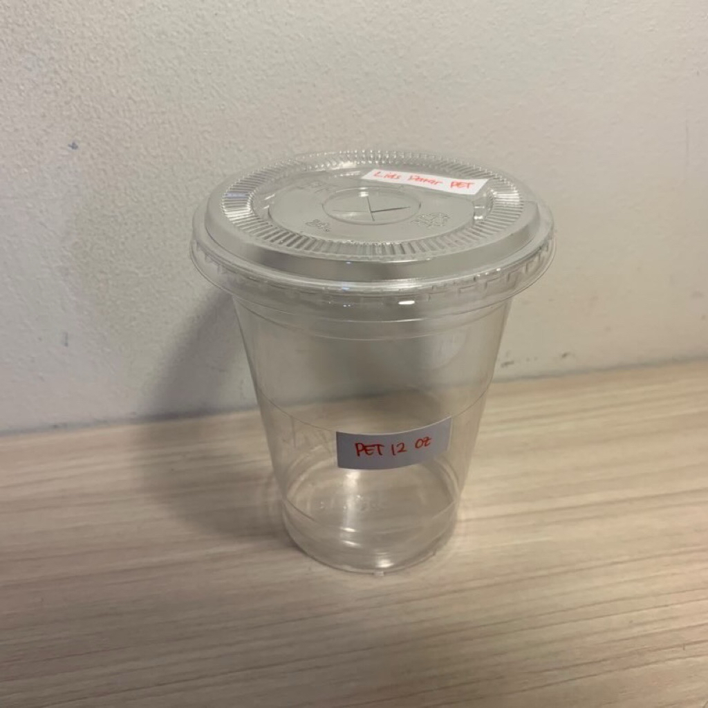 Sablon CUP PET 14 / 16oz Merk PET STARINDO + Strawless / Datar / Cembung