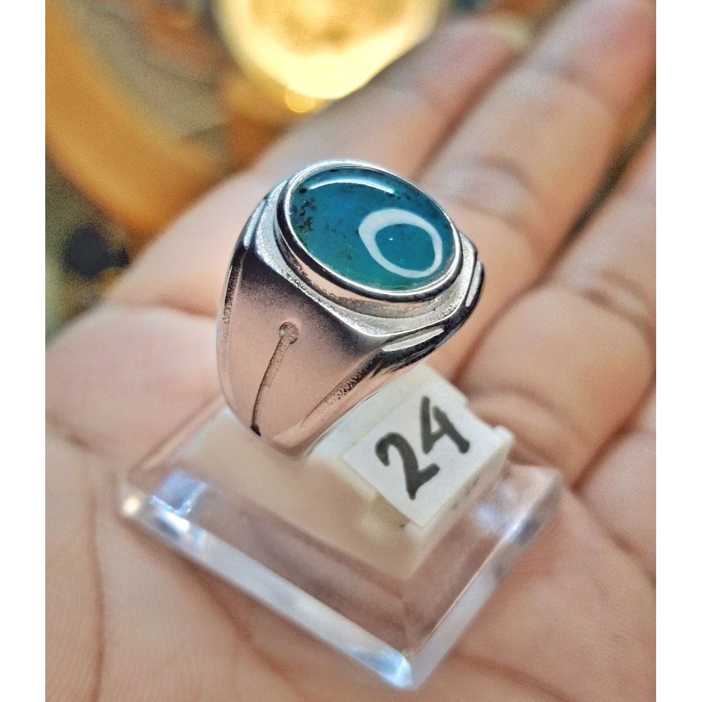 Cincin Batu Bacan Doko Coklat Natural | Ring Monel Elegant