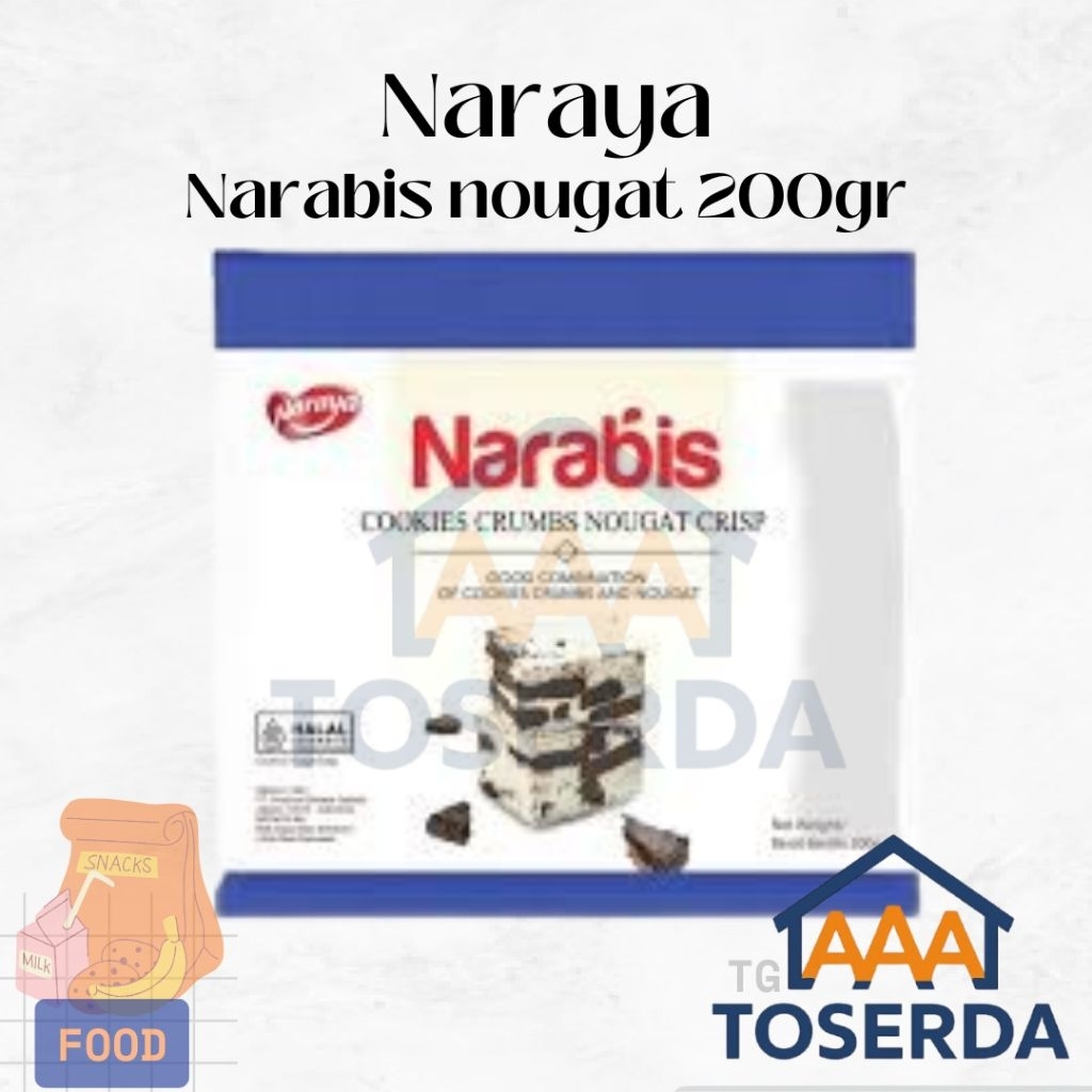 

AAA Toserda | Naraya Narabis Nougat 200gr Snack Coklat Matcha Strawberry Jeruk Cookies Cream