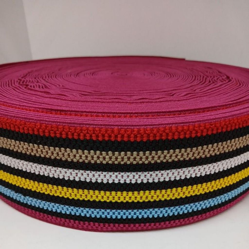 karet elastis salur pelangi 7 cm.per meter