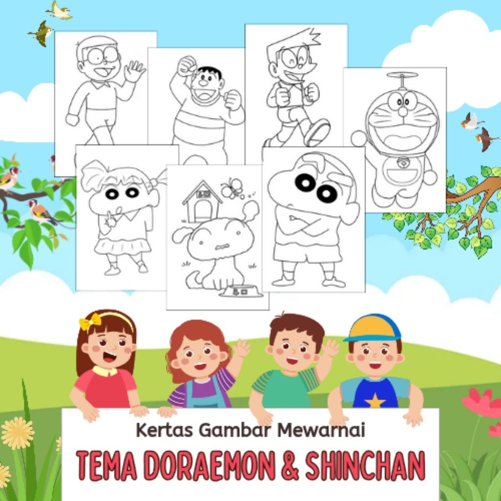 

20 LEMBAR KERTAS MEWARNAI ANAK TEMA DORAEMON & SHINCHAN (READY LANGSUNG KIRIM)