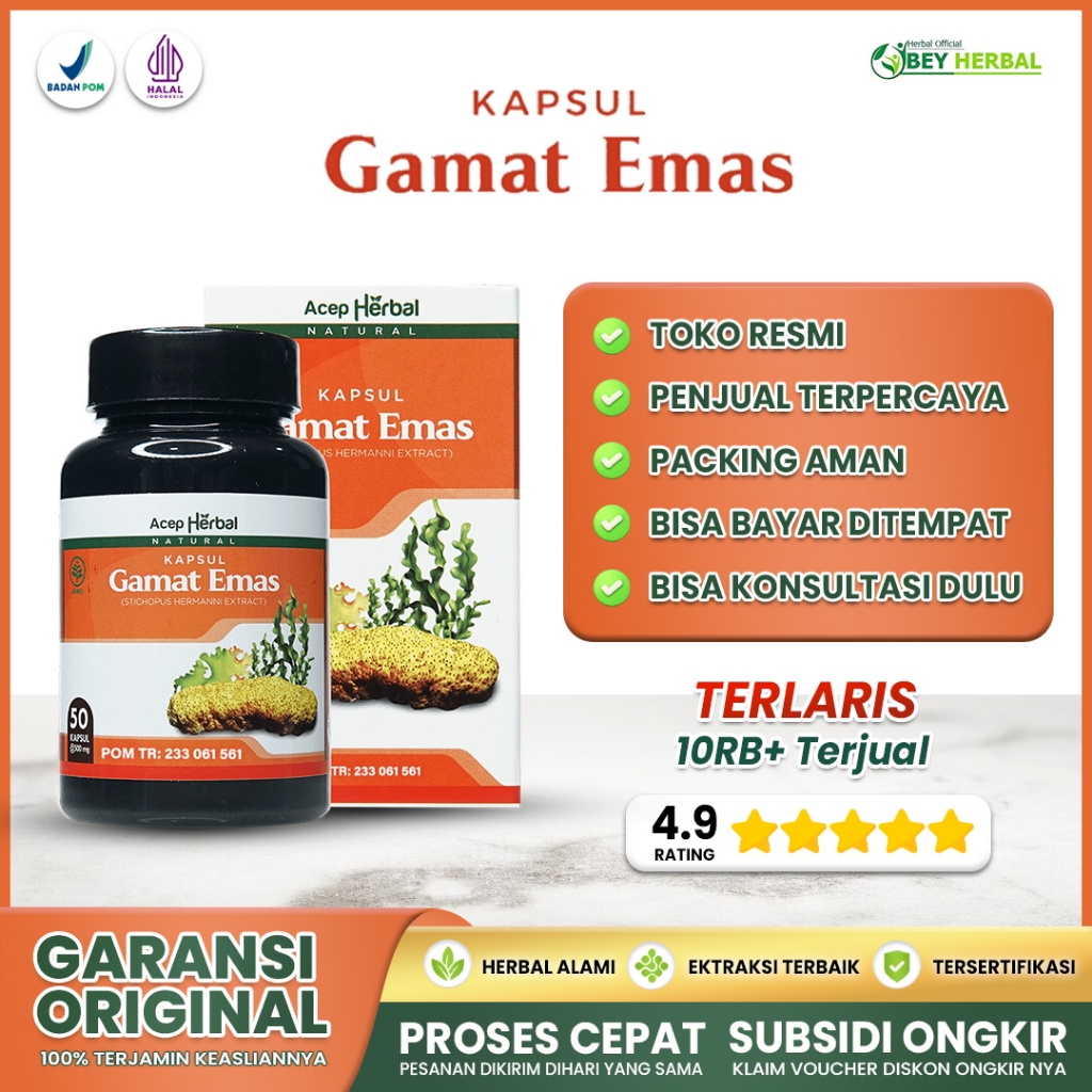 Kapsul Gamat Emas - Jelly Gamat Kapsul - Kapsul gamat Mas Terlaris 100% Original Gamat Kapsul Multi 
