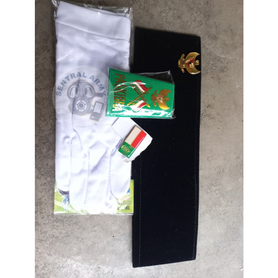 Perlengkapan Pakibra - Topi Paskibra Garuda Sarung Tangan LK Evolet