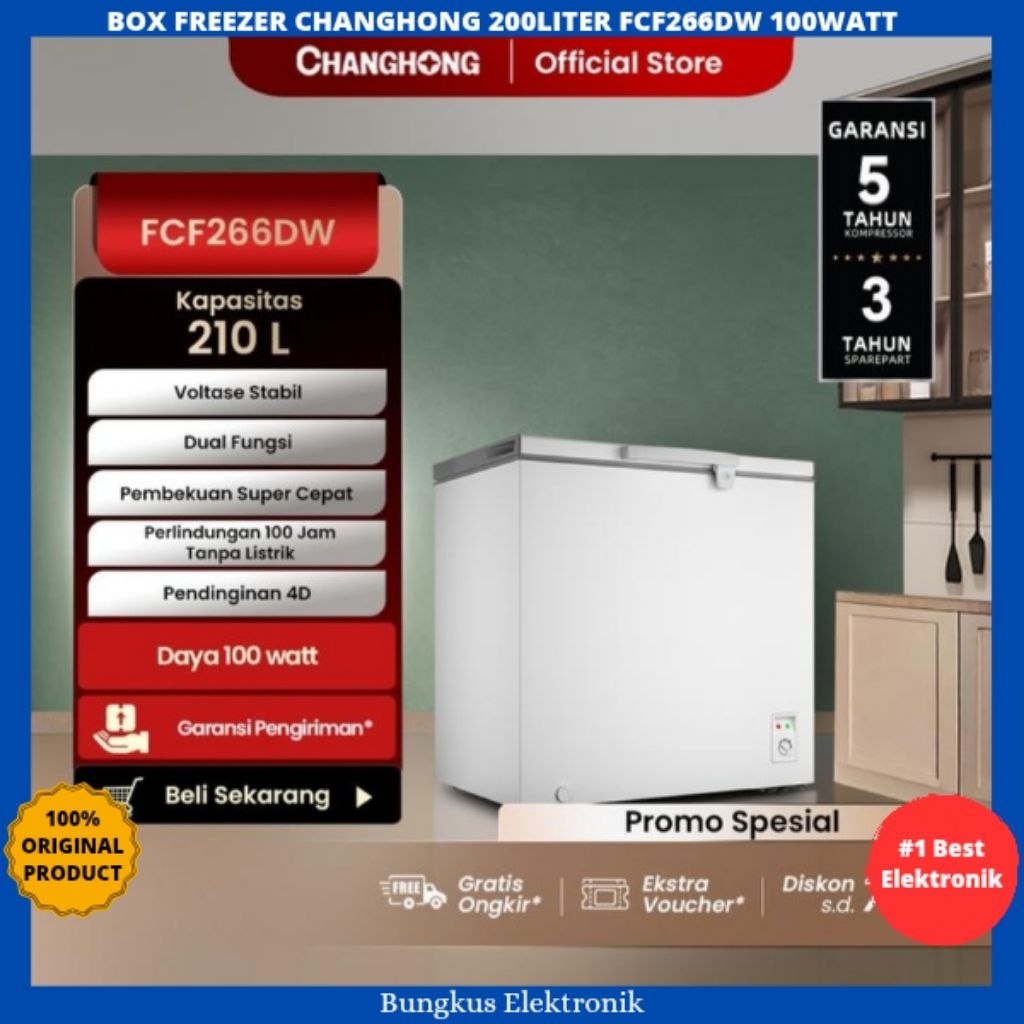BOX FREEZER CHANGHONG 200LITER FCF266DW CHEST FREEZER CHANGHONG 200L
