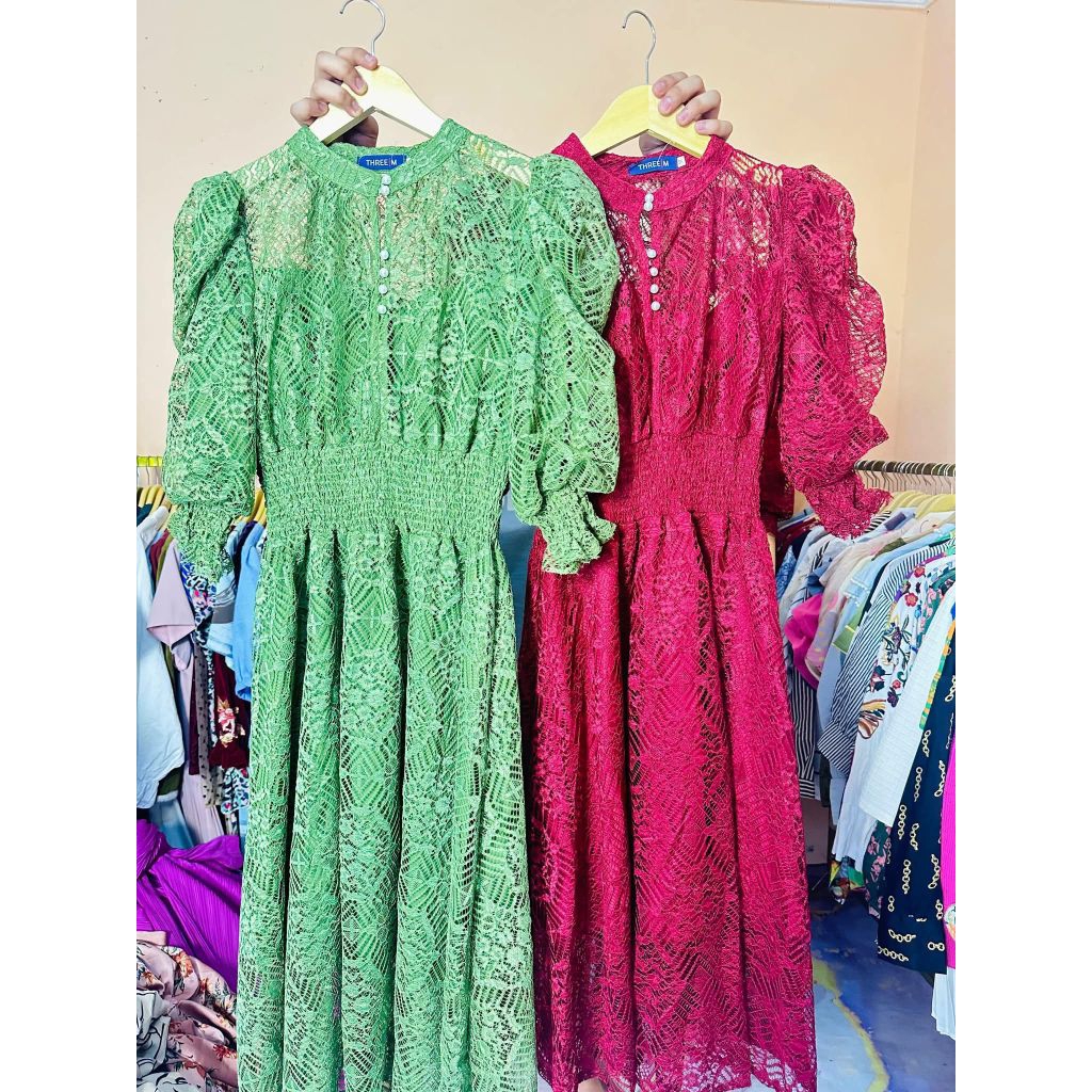 Dress Brokat Lengan balon brand Three M