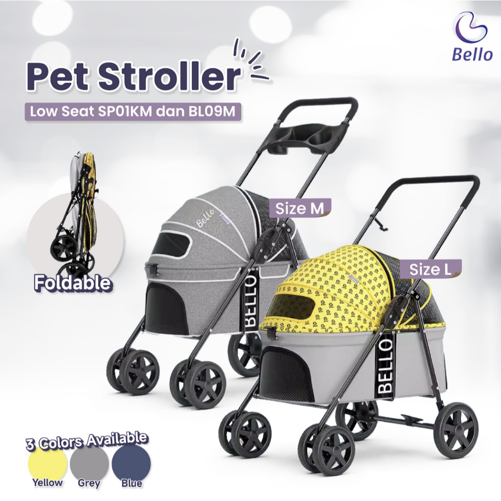 BELLO Pet Stroller Foldable Low Seat