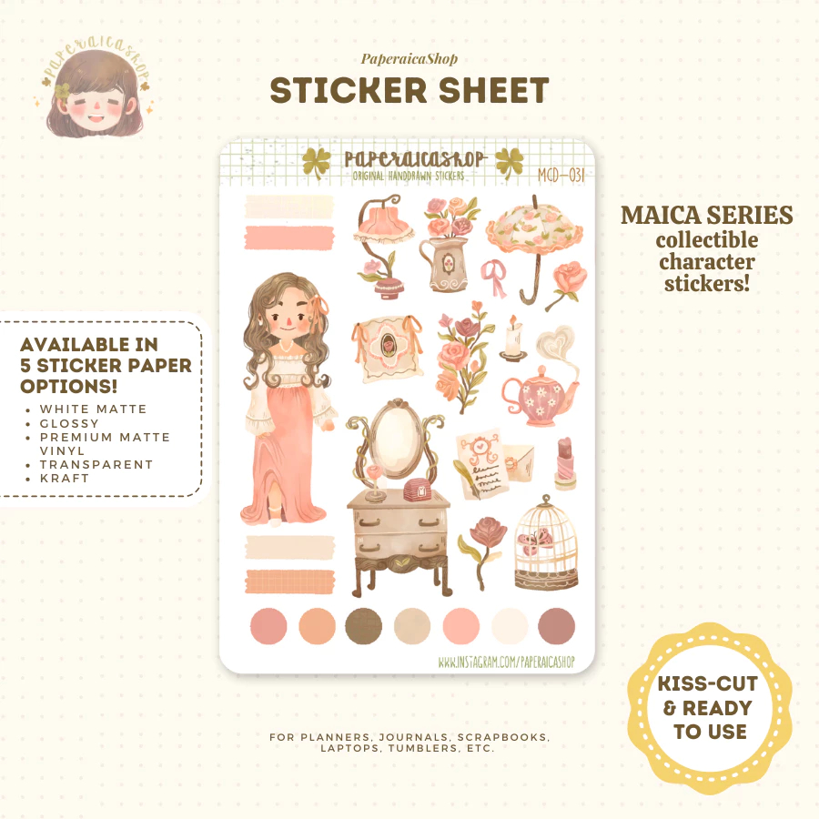 

Paperaica - Cute Dainty Girl Stickers, Stickers, Rosy Stickers, Valentines Stickers