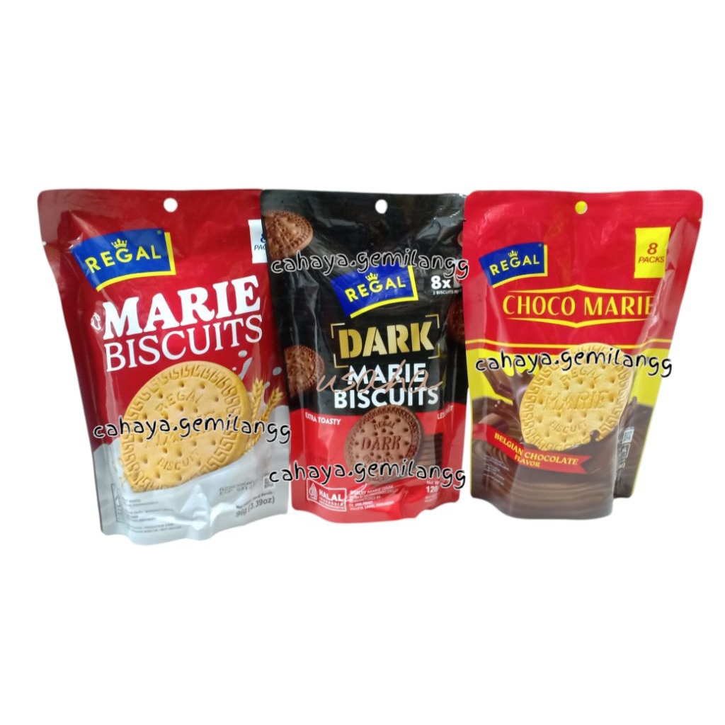 

Marie Regal Biskuit Pouch (8packs) Original, Dark, Chocomarie - Biskuit Marie Regal / Biskuit Regal Renceng / Biscuit Regal / Regal Marie Coklat / Cemilan Biskuit Tinggi Protein / Hampers Ultah / Marie Coklat / Regal Dark / Biskuit Gosong / Family Pack