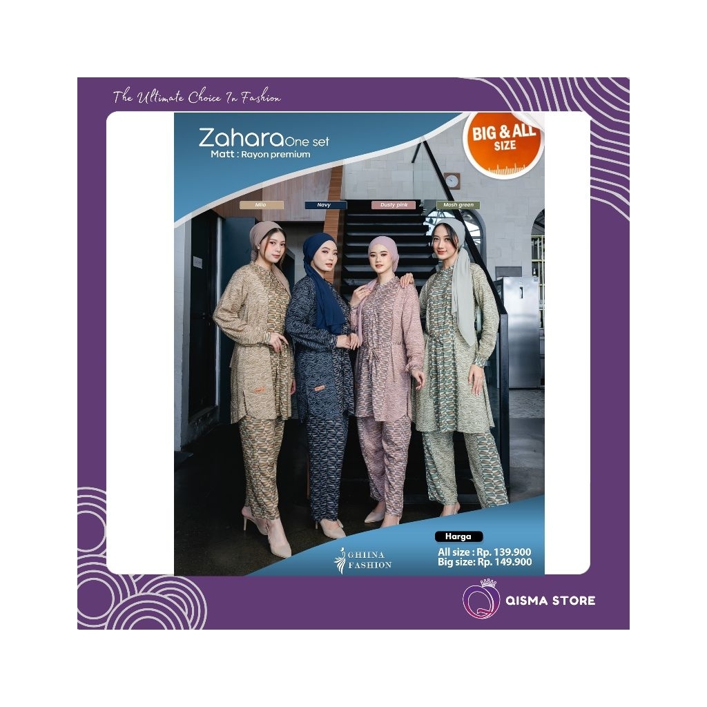BEST PRICE// ZAHARA TUNIK ONE SET BY GHIINA FASHION// QISMA STORE