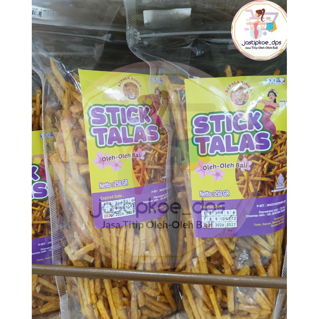 

KERIPIK STIK TALAS / KERIPIK STIK NEW PACKAGING KELADI KEPALA SINGA 250 GR ENAKK RENYAH GURIH+BUBBLE WRAP