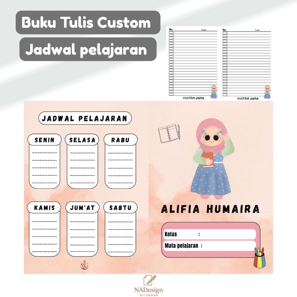 

Buku tulis sekolah Custom Cewe | Buku Tulis Custom | Buku Tulis Custom Ada jadwal pelajaran nya