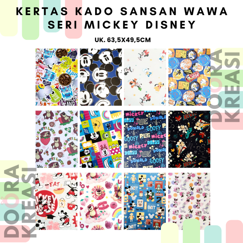 

Kertas Kado Wrapping Paper Sansan Wawa Seri Micky disney