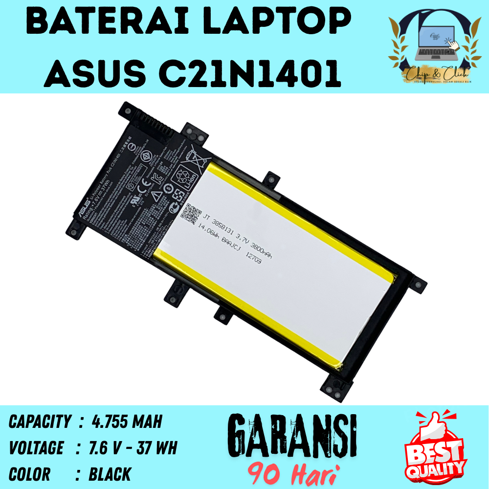 C21N1401 Baterai Laptop Asus A455 A455LJ A455L BERGARANSI