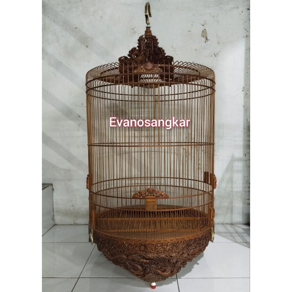 SANGKAR BURUNG MURAI NO 2 FULL KAYU JATI UKIR