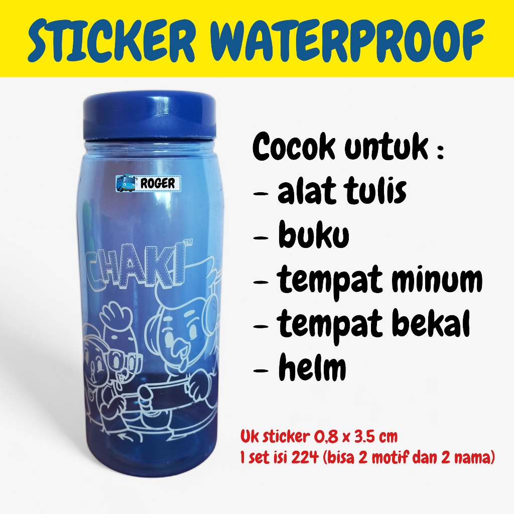 

Sticker Waterproof Stiker Label Nama Sticker Alat Tulis Sticker Botol Minum Stiker Bekal Stiker Helm