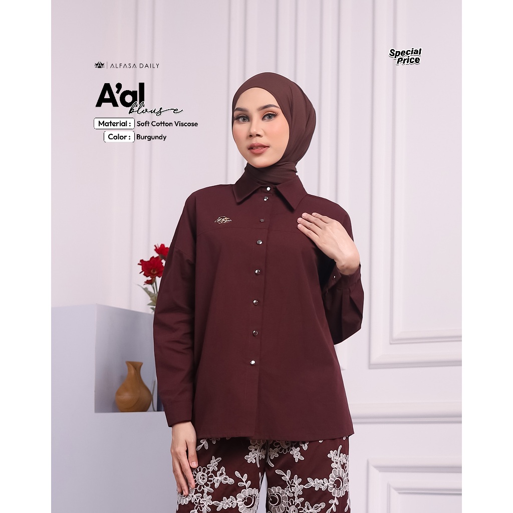 A’Al BLOUSE BLUS ATASAN KEMEJA KULIAH KANTOR KERJA NYAMAN ADEM Soft cotton viscose - ALFASA DAILY