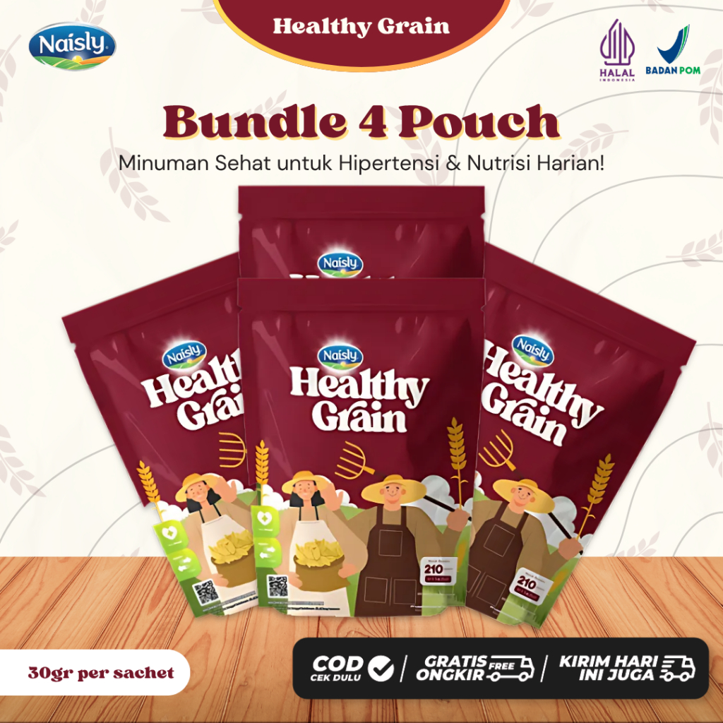 

Healthy Grain Minuman Oat Multigrain Bantu Stabilkan Tekanan Darah 4 Pouch @210gr